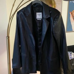 Abercrombie Leather Blazer - Black, Size S